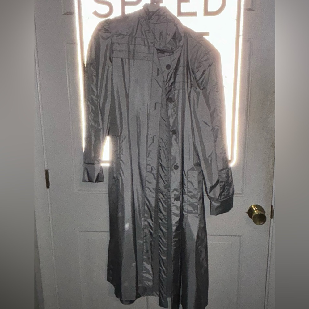 Silver Trench Coat/ Rain Coat Size 7/8